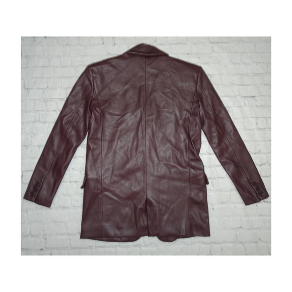 NWT BlankNYC Oversized Leather Blazer, Maroon, XS - Picture 7 of 9